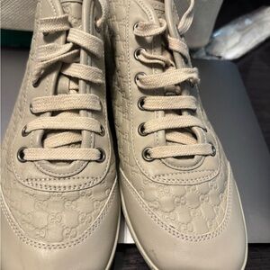 Gucci Women's Beige Lace-Up Sneakers